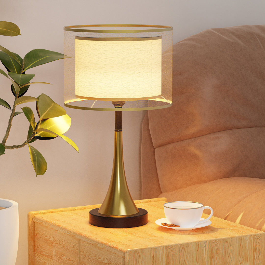 Metro Metal Table Lamp Gold 47cm H X 15cm W X 15cm D