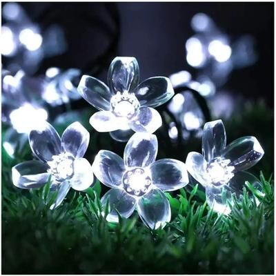 Uplift Picks Solar Cherry Blossom Lights With 8 Mode Outdoor Fairy Lighting white 7 M (50 Leds)