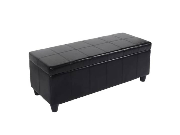 Berlinlodge Aufbewahrungs-Truhe Sitzbank Lars HxBxT 45x112x45cm Schwarz Leder + Kunstleder Stauraum groß platzsparend Wohnzimmer Kinderzimmer Schlafzimmer