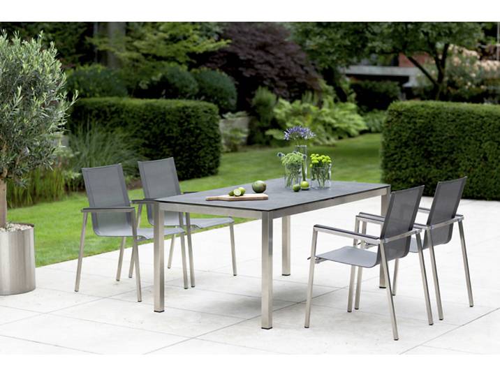 Niehoff Urban Gartenmöbelset 5tlg. mit Edelstahl/Keramik Tisch