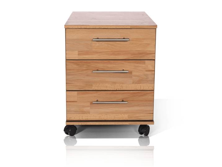 OFFICE FOUR Rollcontainer, Material Teilmassiv, Kernbuche