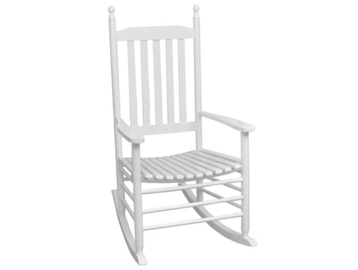 TUERYAFEK Schaukelstuhl Massivholz Weiß, Gebogene Sitzfläche Vintage Design, Wetterbeständig, Belastbar bis 110 kg, Für Wohnzimmer und Terrasse