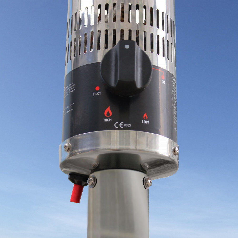 Belfry Heating Cabrera Propane Standing Patio Heater Chrome 225cm H X 81.5cm W X 82cm D