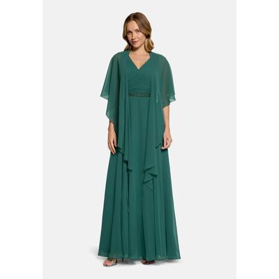 Multifunktionstuch VERA MONT "Damen mit Volant", Damen, Gr. M, grün (schwarz emerald), Chiffon, Polyester, festlich, Modetücher Multifunktionstuch, Nahtführung