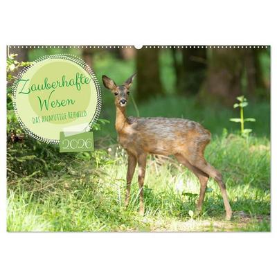 Zauberhafte Wesen - anmutiges Rehwild (Wandkalender 2026 DIN A2 quer), CALVENDO Monatskalender