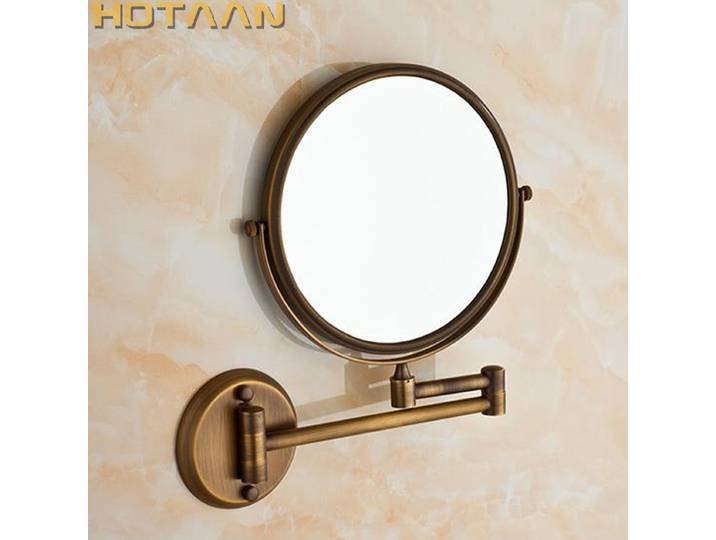 Miroir de rasage mural en laiton antique, miroir de maquillage grossissant double face de 8 pouces 1x/3x avec bras pliant extensible
