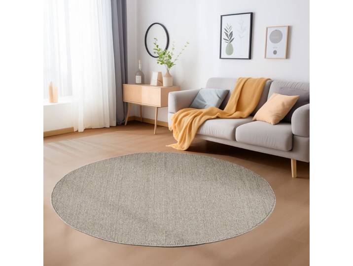 Carpetsale24 Tapis de Salon en Brun 160 cm Rond tapis à boucles mélangées uni moderne tapis décoratif facile d'entretien doux