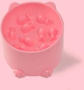 Inspired Finds Elevated Slow Feeder Pet Bowl pink