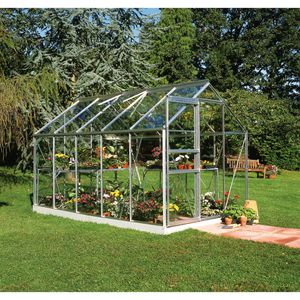 Halls Gewächshaus Popular 106, 6,2 m² Fläche, 193 x 319 x 196 cm, Glas, mit Fundamentrahmen