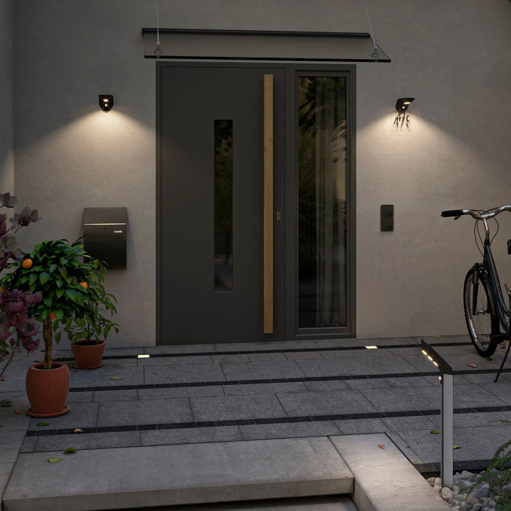 Paulmann - Outdoor Soley 1.22W LED House Number Wall Lumination Light with Motion Detection in Anthracite
