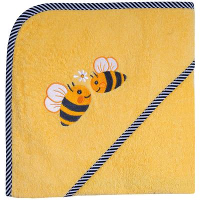 Kapuzenhandtuch WÖRNER "Bienen", gelb, B:80cm L:80cm, Frottee, Frottee, Handtücher, mit Kapuze, maschinenwaschbar, trocknergeeignet