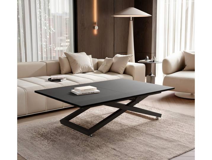 Table basse extensible ARIA\, réglable en hauteur\, table pour salon\, table multifonctionnelle – Noir / Noir