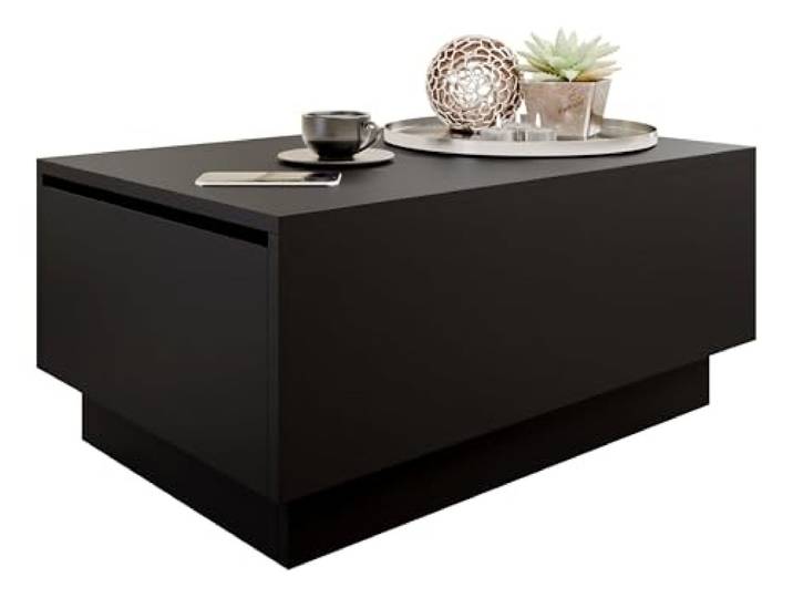 Mirjan24 Wohnzimmertisch Morezi, Couchtisch mit Stauraum, Sofatisch, Öffnung Oben, Kaffeetisch, Teetisch (Schwarz, 90x60)