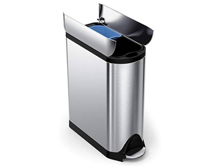 simplehuman CW2017 40 Liter, schmetterling Recycler, Mülltrennsystem 2 Fach, Mülleimer Küche, Mülltrennung, gebürsteter Stahl, 10 Jahre Garantie, Silber
