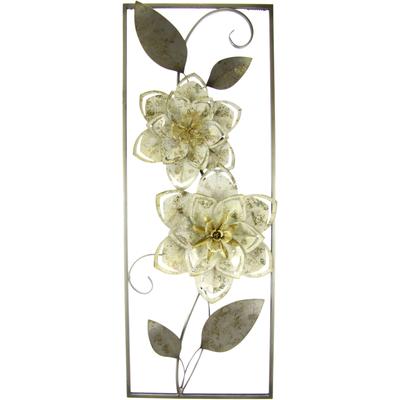 Bild I.GE.A. "Metallbild Blumen Blätter Blume Wanddeko Wandskulptur Bild 3D Blüten", beige (farbe bild(er): creme), B:29cm H:74cm, Metall, Bilder, Bild, Skulptur Wanddeko Deko Terrassendeko Wandrelief Abstrakt