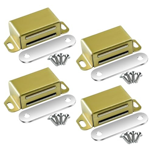 Selyse Magneetsnapper Deurmagneten voor Kastdeuren en Meubels, Sterke 14 kg Magneetsluitingen, Roestvrij Staal, Goud (4 stuks)