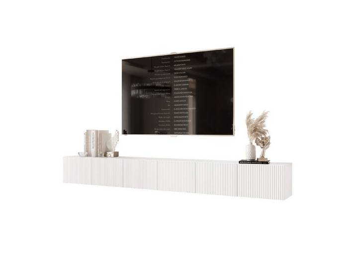 yourhouse24 Lowboard TV ANGEL 300 mit LED-Beleuchtung – Geriffelte Fronten