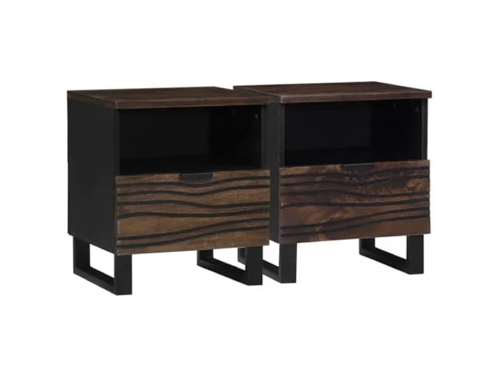 Fisinber Nachttisch 2er Set Walnuss 40x33x46 cm Beistelltisch Holz Kompakte Nachtschränke im 2er-Set mit Schublade und Holzbeinen, ideal als Bett-Ablage im Schlafzimmer.