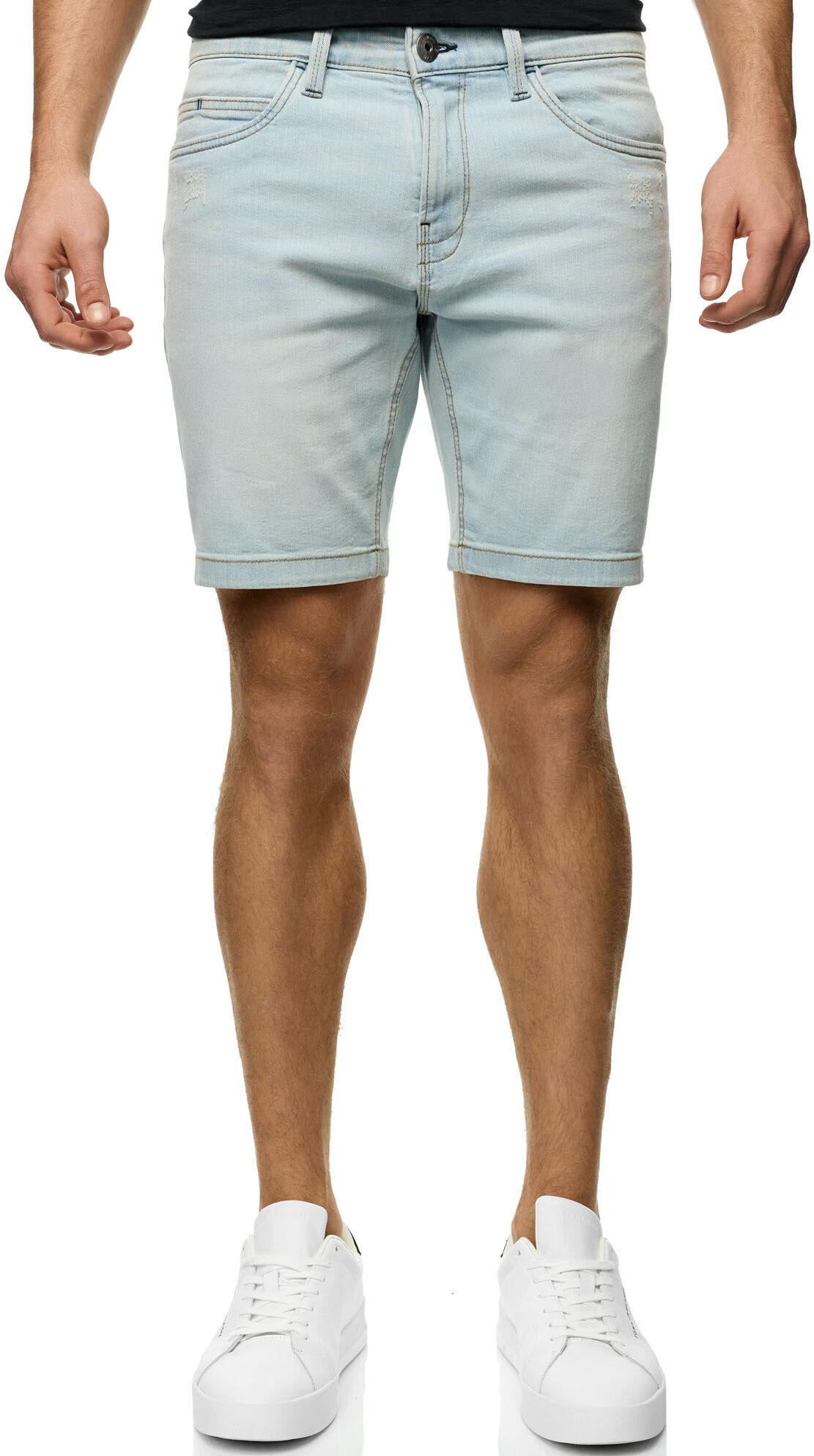 Shorts INDICODE "INMacfly", Herren, Gr. L, N-Gr, blau (acid spray), Web, Obermaterial: 98% Baumwolle, 2% Elasthan, unifarben, regular fit knielang, Hosen Shorts acid spray L, N-Gr