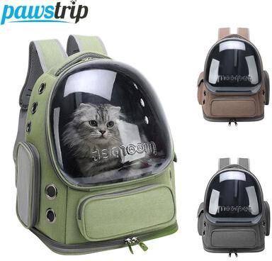 Uplift Essentials Transparent Pet Carrier Backpack For Cats And Small Dogs With Breathable Design khaki