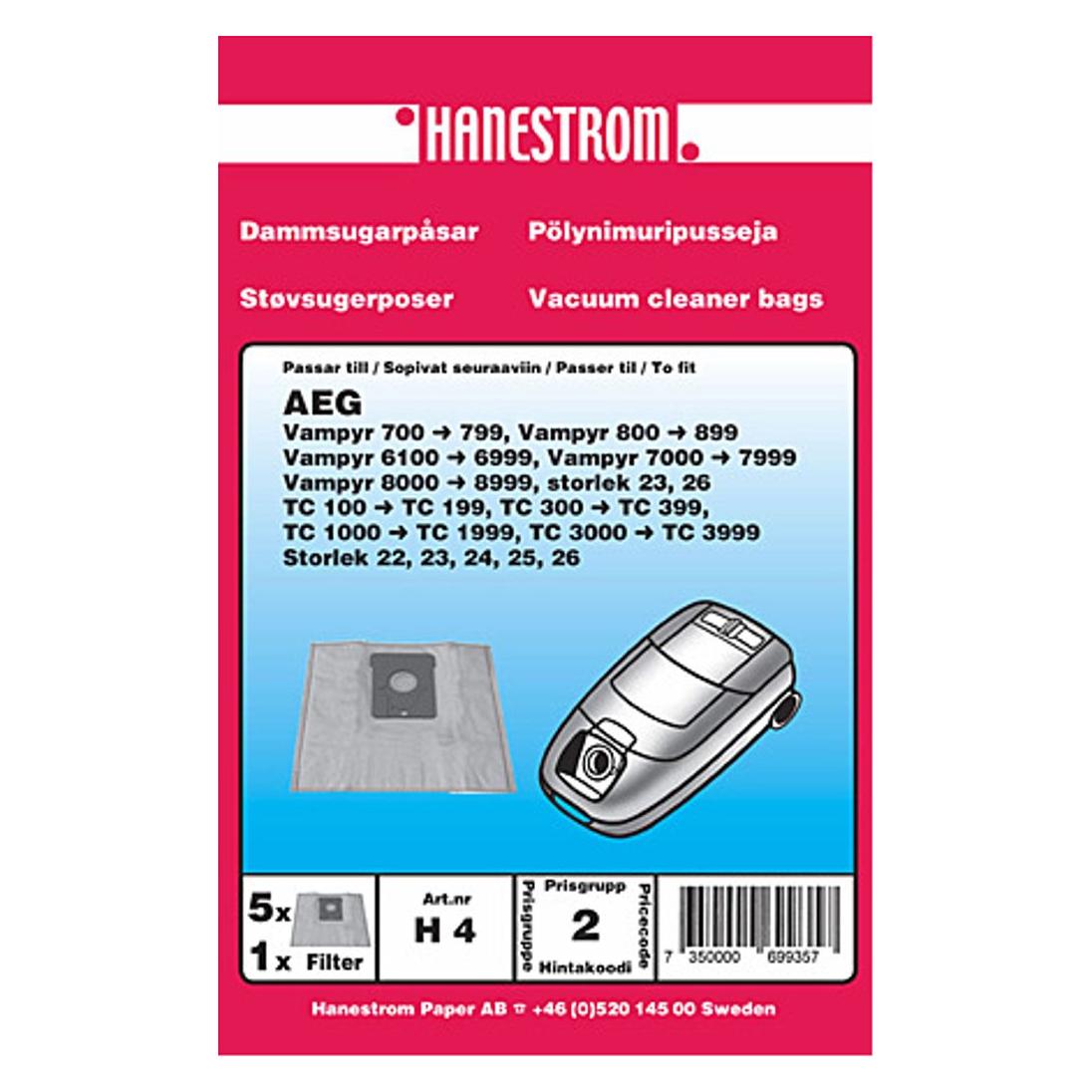 Hanestrom Dammsugarpåsar AEG 700 (58206451)