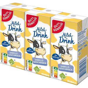 Gut&Günstig Milchdrink Vanille, im Trinkpäckchen, 1,35% Fettgehalt, 3x 200 ml