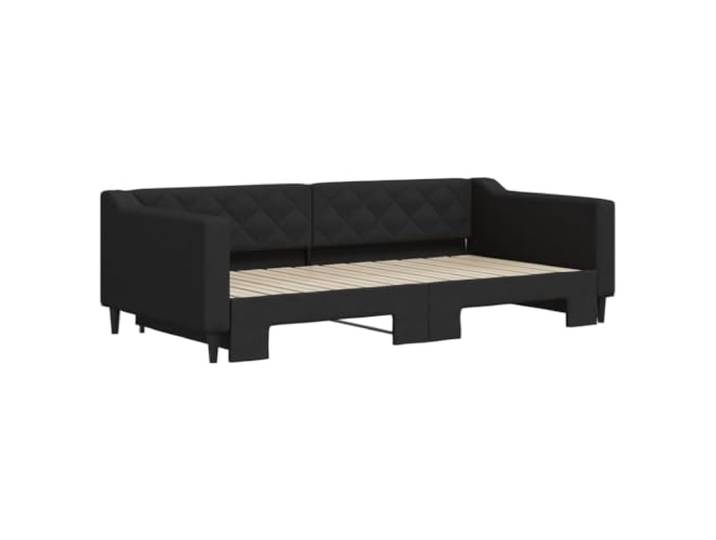 KTHLBRH Ausziehbares Schlafsofa, schwarz, 100 x 200 cm, aus Stoff Gestell aus Holz und Metall, modernes Design, 2 notwendige Matratzen, Lattenrost inklusive