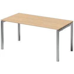 Bisley Cito höhenverstellbarer Schreibtisch 160x80 cm, Tischplatte in Ahorn, Gestell in Silber - PC Tisch für's Büro manuell höhenverstellbar,