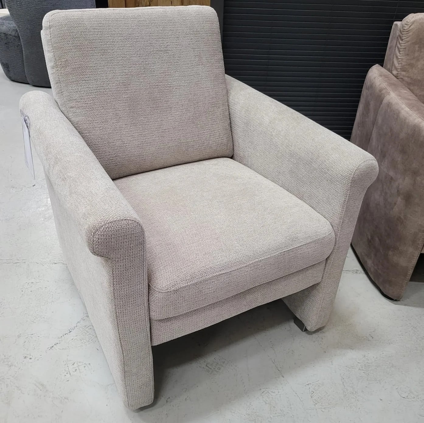 WoonMax Fauteuil Portland Lounge Stoel met Armleuningen, Beige Textiel