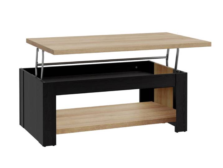 Table basse relevable Duro salle à manger chene riviera/chene noir Chene Noir/chene Riviera - Basika