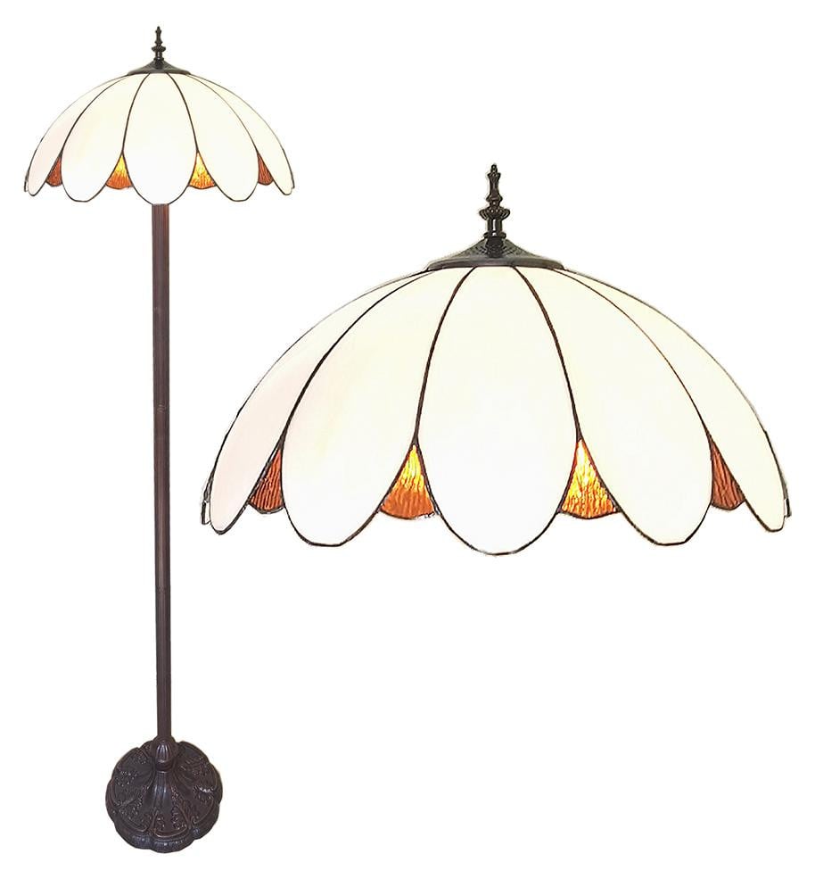 Clayre & Eef Tiffany vloerlamp, wit, polyresin, Ø 46 x 166 cm