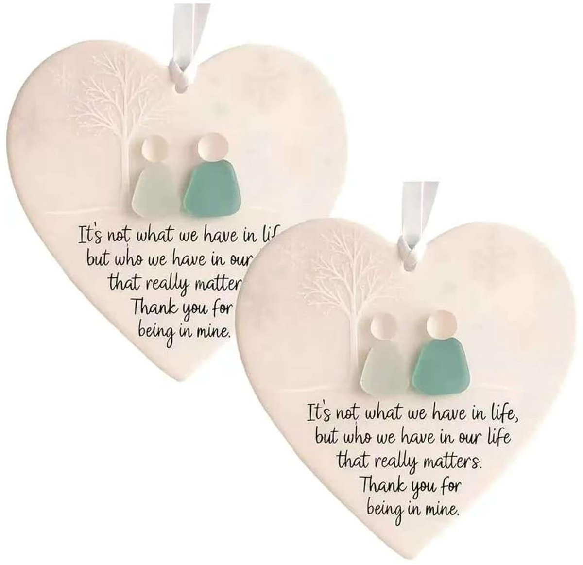 SolidKeus Hartvormig Zee Glas Vriendschap Ornament met Quote