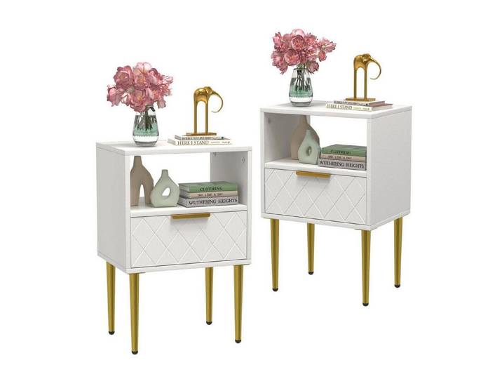 LuxusKollektion Nachttisch Nachttisch 2er Set Weiß 40x30x57cm