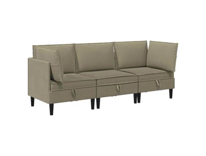 Favemtsl Wohnzimmergarnitur 3-TLG Modulares Sofaset Khaki Stoff Kompakte 3-Sitzer Couchgarnitur mit bequemen Polsterkissen und braunen Kunststoffbeinen für Wohnzimmer oder Gästezimmer.