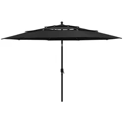 Helloshop26 - 3-stufiger Gartenschirm mit 3,5 m langem schwarzem Aluminiummast 02_0008760