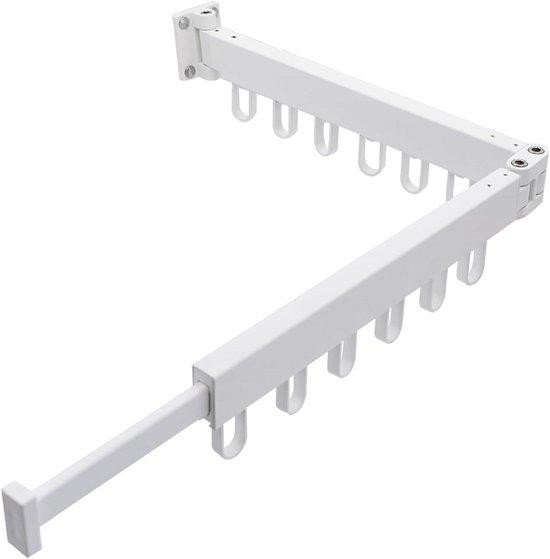 Inklapbaar wanddroogrek 2-voudig met haken, wit aluminium