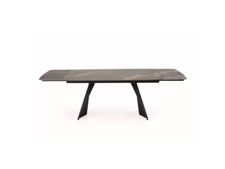 Table à manger extensible en acier fritté aspect marbre noir 165-240cm