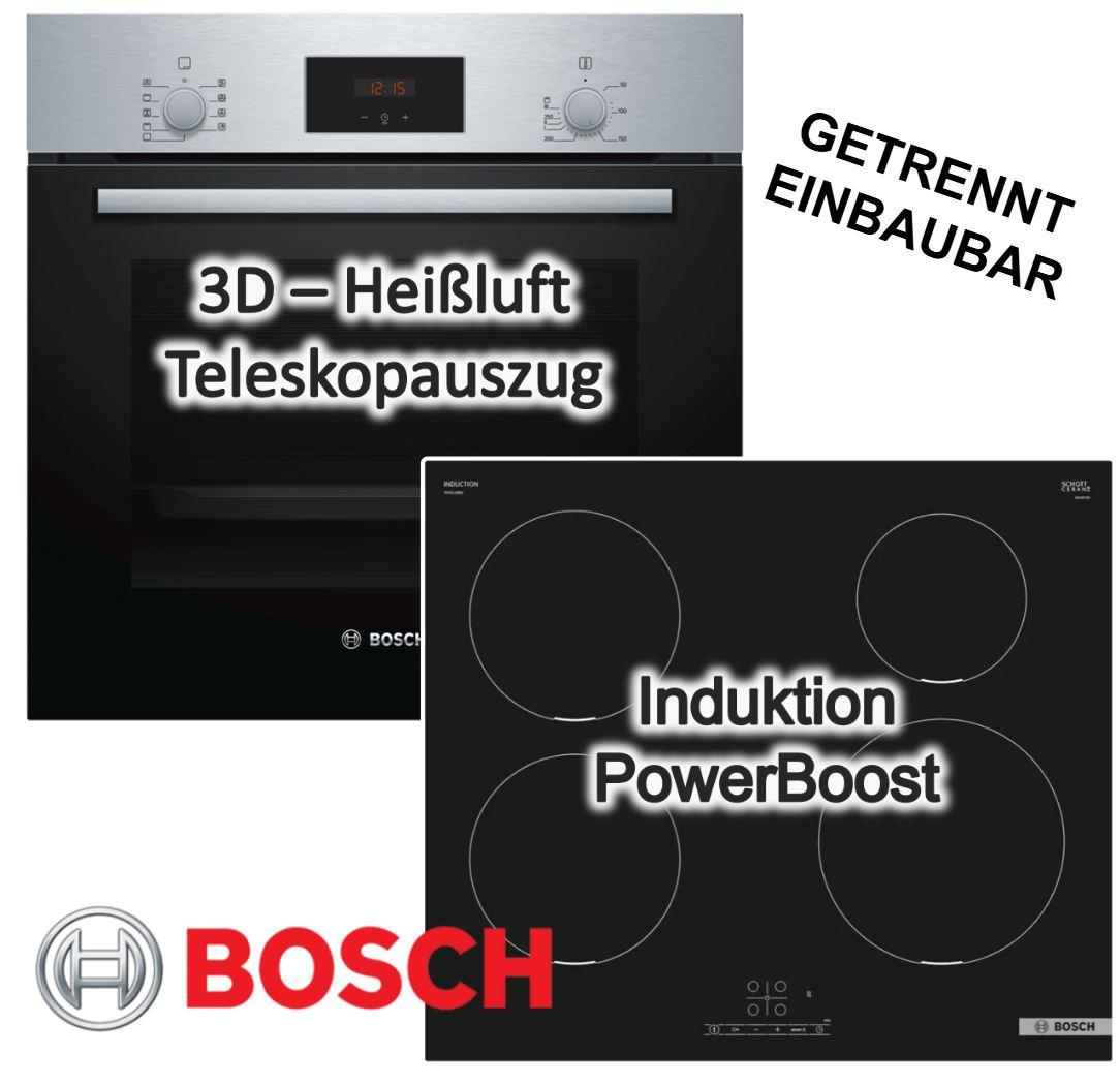 Herdset Bosch Backofen Schnellaufheizung + Induktionskochfeld Booster autark 60 cm
