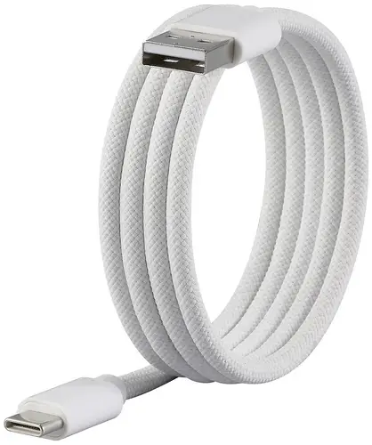 Renkforce USB-Kabel USB 2.0 USB-C Stecker, USB-A Stecker 1.00m Weiß mit magnetischer Aufwicklung, Stoff-Ummantelung RF-6437922
