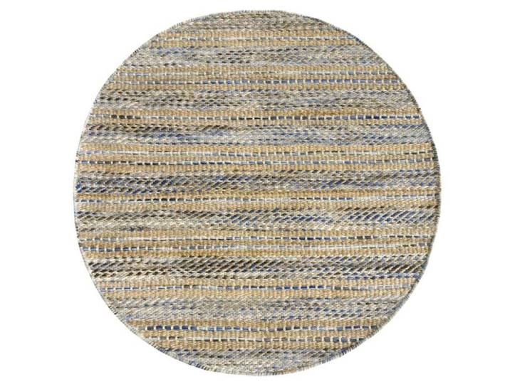 Tapis - HAMID - Olivia - Rond - 100% Jute Naturel - 100 x 100 cm - Blanc/Bleu