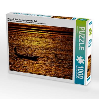 CALVENDO Puzzle Mann mit Boot bei der Algenernte, Bali 1000 Teile Puzzle quer | 1000 Teile Lege-Größe 64 × 48 cm Foto-Puzzle für glückliche Stunden
