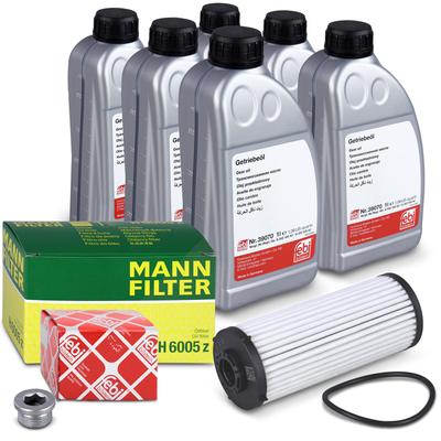 Mann-filter Hydraulikfilter Automatikgetriebe + 6l DCG-Getriebeöl (DCTF-1) [Hersteller-Nr. 40974494] für VW, Seat, Audi, Skoda