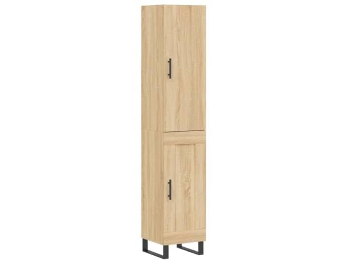 HKTMGDNG Highboard Sonoma-Eiche 34,5x34x180 cm Schrank 2-teilig Kompakte Stauraumlösung für Wohnzimmer und Flur, robuste Metallbeine sowie geschlossene Fronten gegen Unordnung.