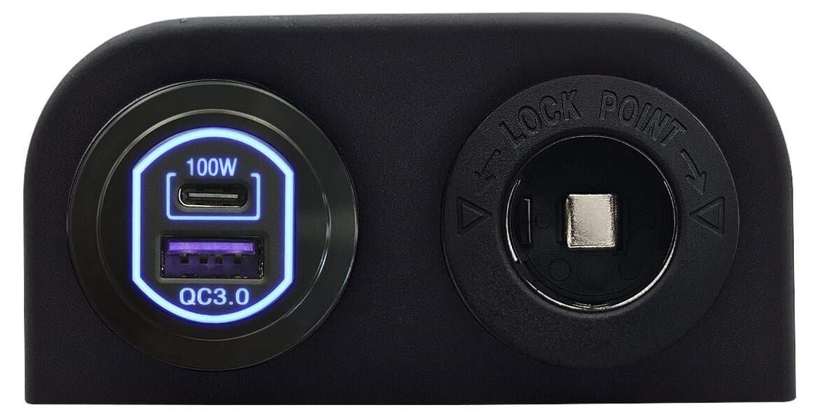 ProRide USB-A/USB-C Autolader met 2 poorten, 100W, QC3.0, Blauw