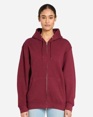 Lane Seven LS14003 Premium Full-Zip Hooded Sweatshirt in Burgundy size Small   Cotton/Polyester Blend