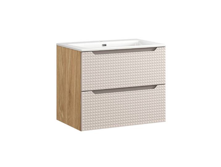 Meuble simple vasque encastrée 70cm Mallory Beige et bois