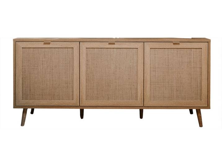Sideboard BALI 150 x 71 cm Sonoma Eiche/ Rafia Geflecht