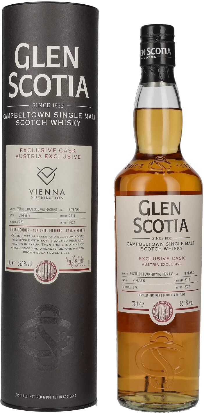 Glen Scotia 8 Years Old AUSTRIA EXCLUSIVE Cask 2014 56,1% Vol. 0,7l in Geschenkbox