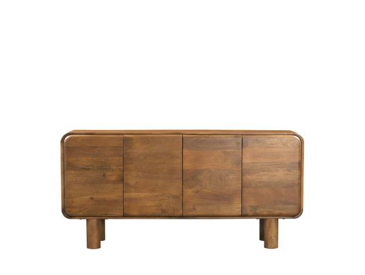 Sira - Buffet 4 portes en bois massif L160cm - Bois foncé