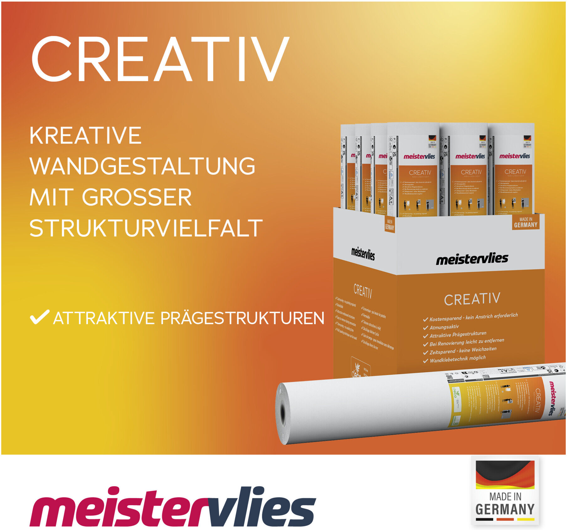 A.S. Création Vliestapete Meistervlies Creativ 10,05 x 0,53 m Rauputz Struktur überstreichbar (141118)